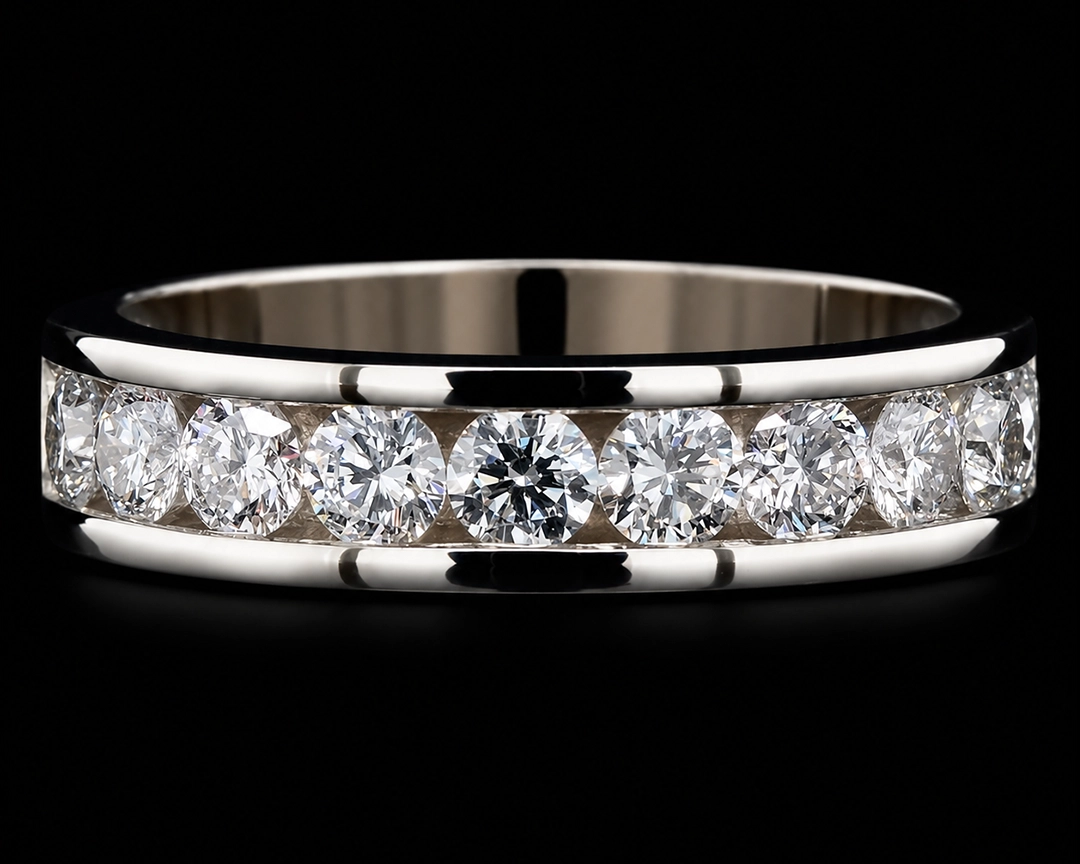 Obrączka z diamentami 1.0ct w oprawie kanałowej wykonana na zamówienie