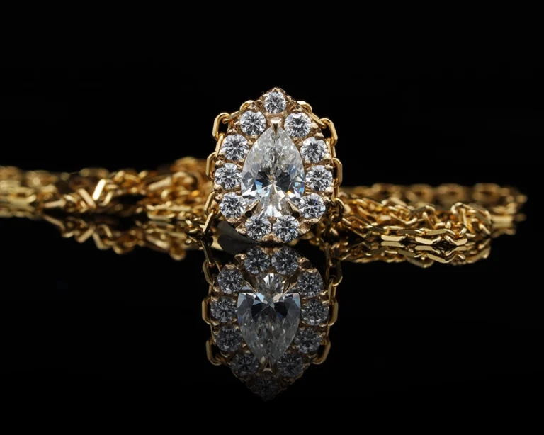 Naszyjnik z naturalnym diamentem w kształcie gruszki