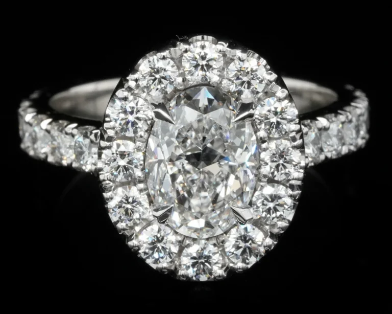 Pierścionek z diamentem owalnym w stylu glamour