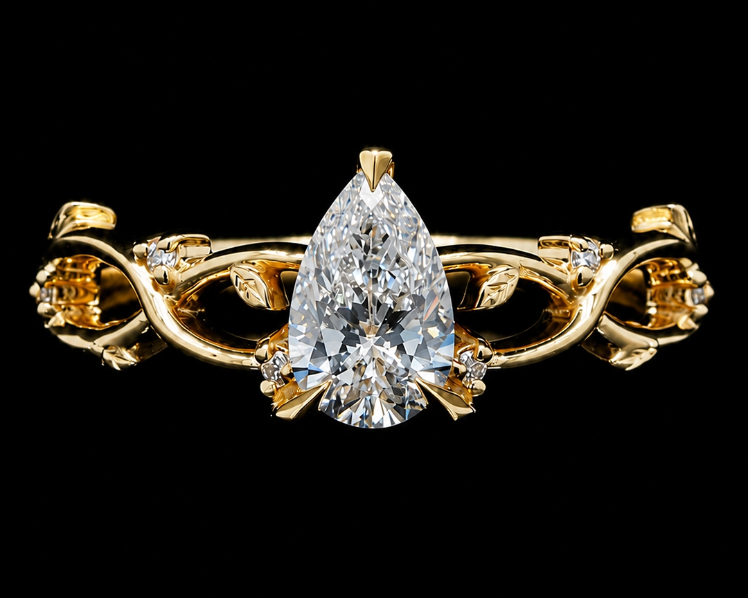 Pierścionek zaręczynowy z diamentem gruszka 0,60 ct – złoto 585