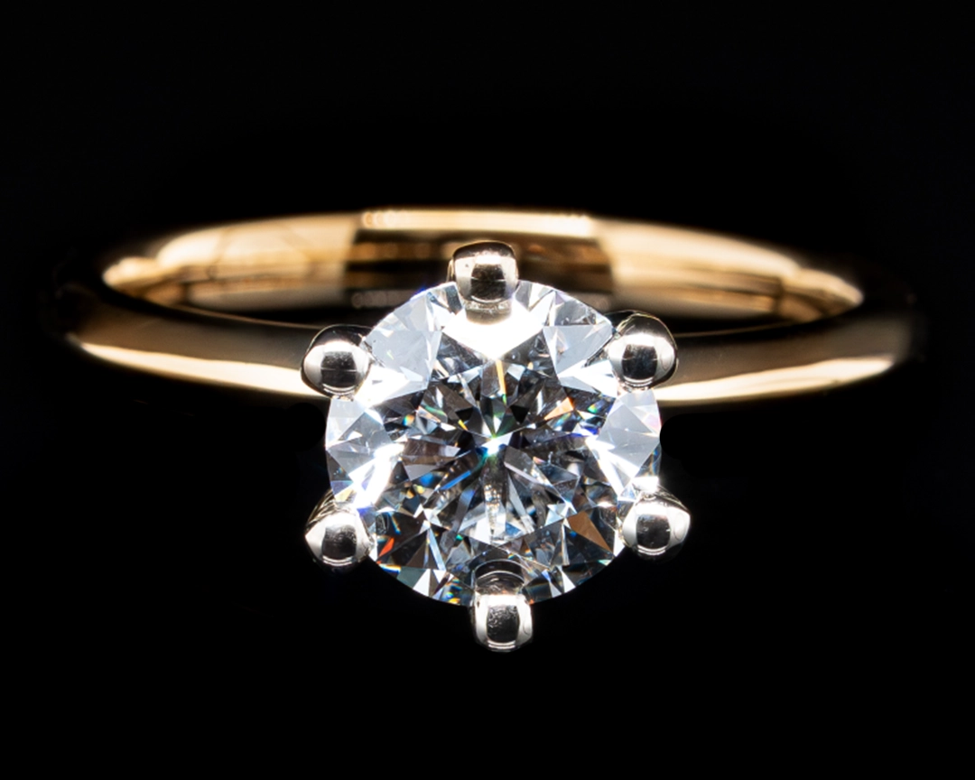 Pierścionek zaręczynowy z diamentem 1,70 ct GIA w żółtym i białym złocie 585
